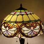 Tiffany Mediterranean Stained Glass Cone Pull Cord 2-Light Table Lamp Lumendat