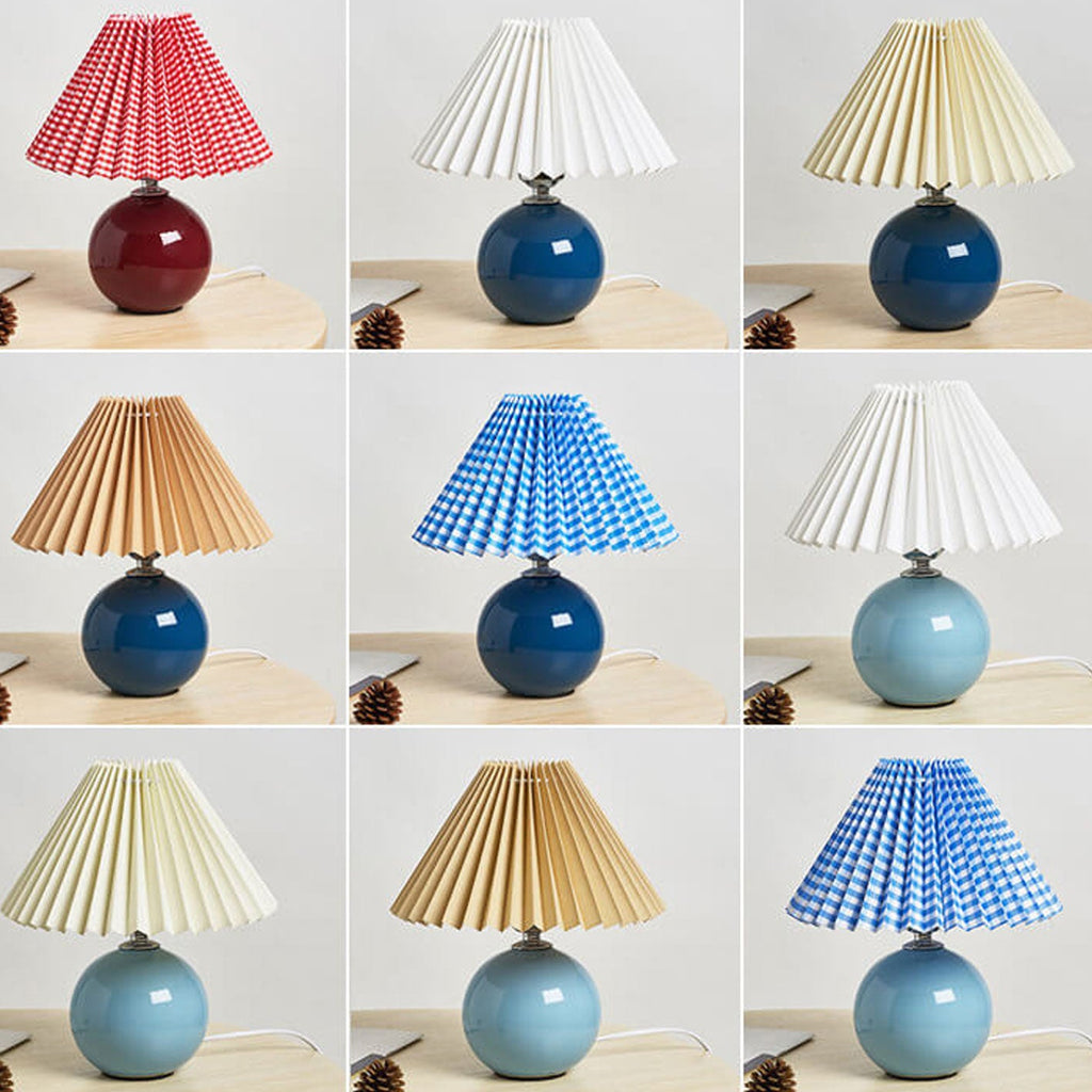 Nordic Minimalist Ceramic Pleated 1-Light Table Lamp Lumendat