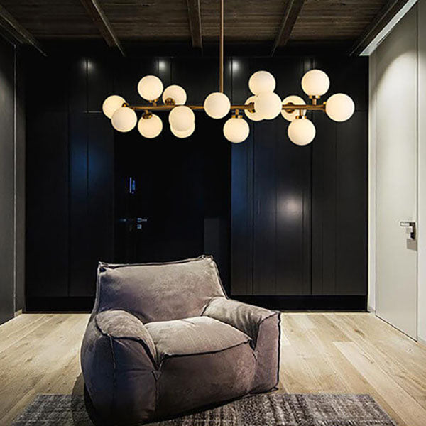 Nordic Light Luxury Magic Bean Glass Ball 16-light Island Light Chandelier