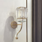 Modern Luxury Metal Iron Stainless Steel Crystal Ball Cylinder 1-Light Wall Sconce Lamp For Bedside Lumendat