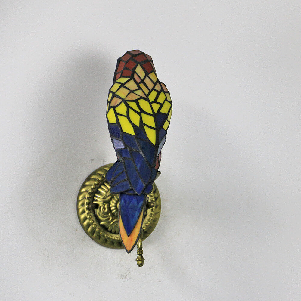 Tiffany Vintage Parrot Stained Glass 1-Light Wall Sconce Lamp