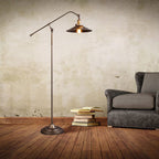 Contemporary Industrial Cylindrical Long Arm Iron 1-Light Standing Floor Lamp For Bedroom Lumendat