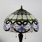 Tiffany Mediterranean Stained Glass Cone Pull Cord 2-Light Table Lamp Lumendat