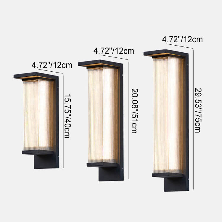 Industrial Waterproof Rectangular PC Striped Shade LED Outdoor Wall Sconce Lamp Lumendat