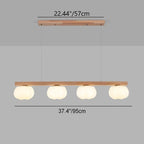 Contemporary Nordic Long Strip Linear Cotton Shape Wood Pe 3/4-light Chandelier Island Light for Dining Room BulbSquare