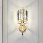Modern Luxury Metal Iron Stainless Steel Crystal Ball Cylinder 1-Light Wall Sconce Lamp For Bedside Lumendat