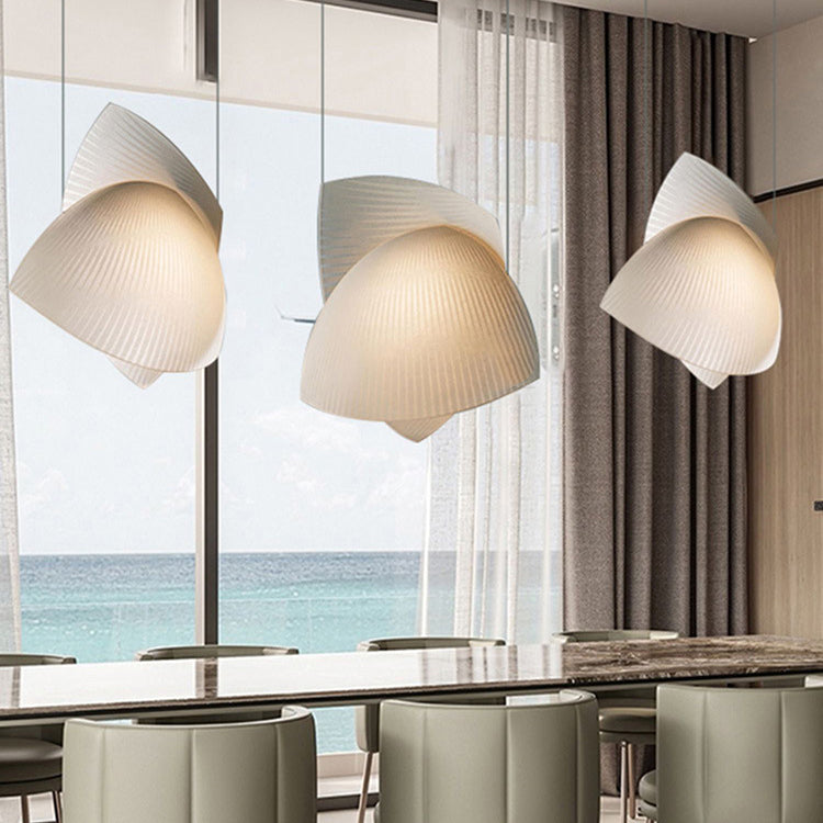 Contemporary Scandinavian Irregular Sail Fabric 3-light Pendant Light for Living Room