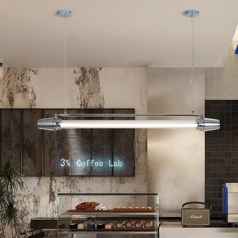 Contemporary Industrial Strip Aluminum Acrylic LED Island Light Chandelier for Dining Room Lumendat