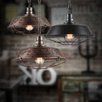 Industrial Wide Cage 1-light Pendant Light BulbSquare
