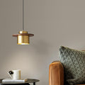 Nordic Luxury Walnut Brass Column 1-light Pendant Light