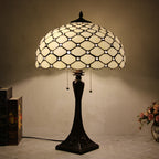 Tiffany Mediterranean Stained Glass Cone Pull Cord 2-Light Table Lamp Lumendat
