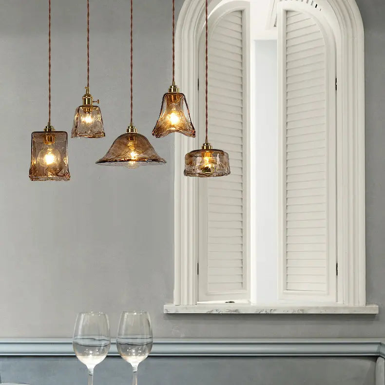 Vintage Amber Glass 1-light Pendant Light BulbSquare