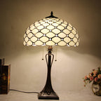 Tiffany Mediterranean Stained Glass Cone Pull Cord 2-Light Table Lamp Lumendat