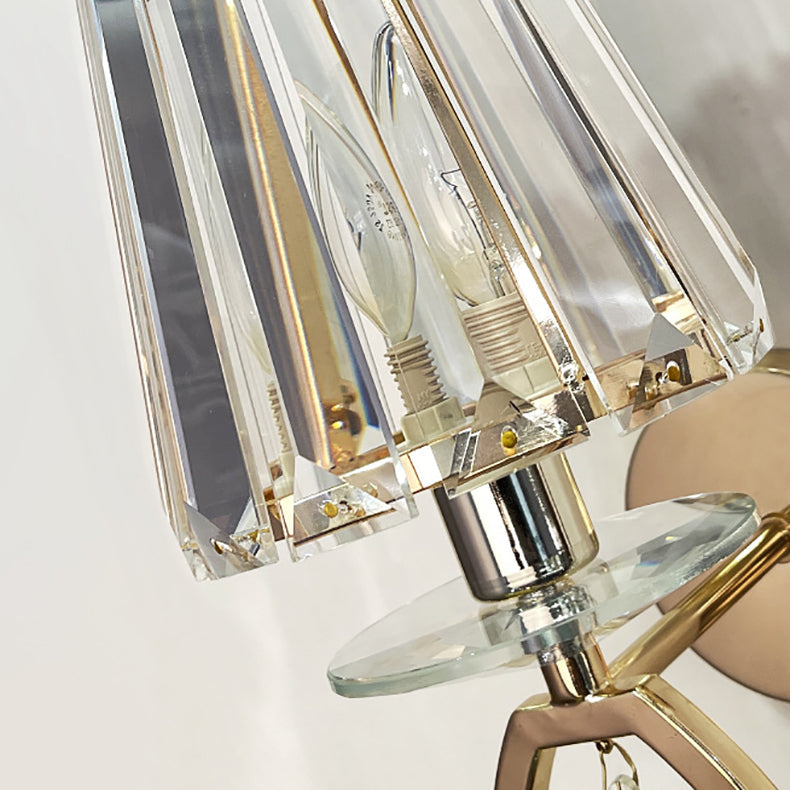 Modern Luxury Metal Iron Stainless Steel Crystal Ball Cylinder 1-Light Wall Sconce Lamp For Bedside Lumendat