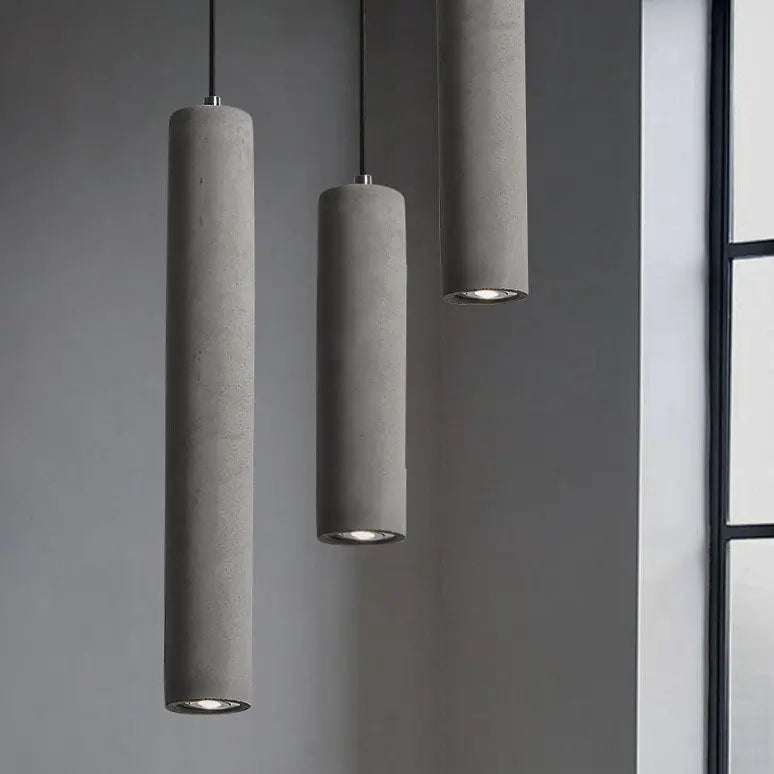 Contemporary Industrial Cylindrical Rough Texture Cement 1-light Pendant Light for Living Room modern luxury lighting fixture