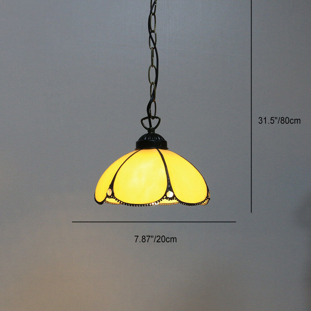 Tiffany Rustic Rose Beads Stained Glass 1-Light Pendant Light