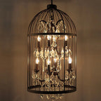 Retro Wrought Iron 4/8 Light Bird Cage Shaped Chandeliers Lumendat