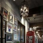 Retro Wrought Iron 4/8 Light Bird Cage Shaped Chandeliers Lumendat