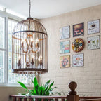 Retro Wrought Iron 4/8 Light Bird Cage Shaped Chandeliers Lumendat