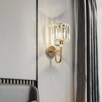 Modern Luxury Metal Iron Stainless Steel Crystal Ball Cylinder 1-Light Wall Sconce Lamp For Bedside Lumendat