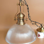 Vintage Industrial Striped Glass 1-light Dome Pendant Light BulbSquare