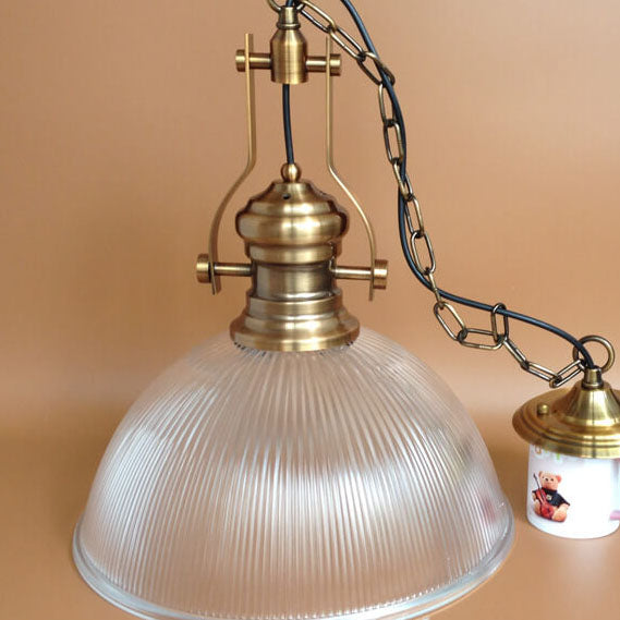Vintage Industrial Striped Glass 1-light Dome Pendant Light BulbSquare