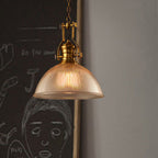 Vintage Industrial Striped Glass 1-light Dome Pendant Light BulbSquare