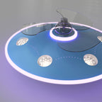 Lumendat Modern Creative Cartoon UFO flying Saucer Round Iron Acrylic LED Kids Flush Mount Ceiling Fan Light Lumendat