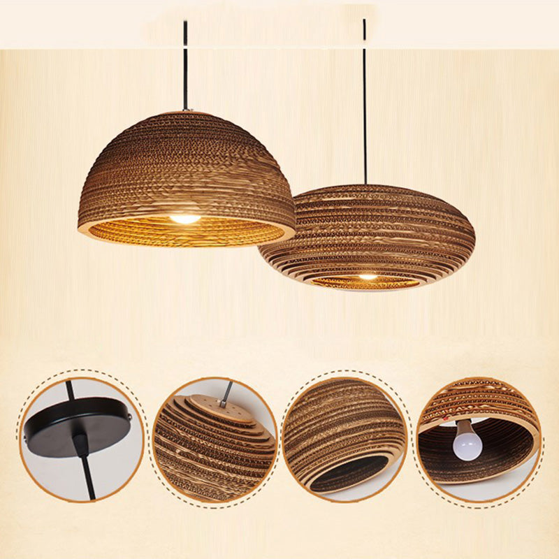 Contemporary Retro Paper Elliptic Spherical Bell Trapezoid Semicircle Polygonal 1-light Pendant Light for Dining Room