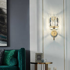 Modern Luxury Metal Iron Stainless Steel Crystal Ball Cylinder 1-Light Wall Sconce Lamp For Bedside Lumendat