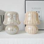 French Cream Handmade Glass Mushroom 1-Light Table Lamp Lumendat