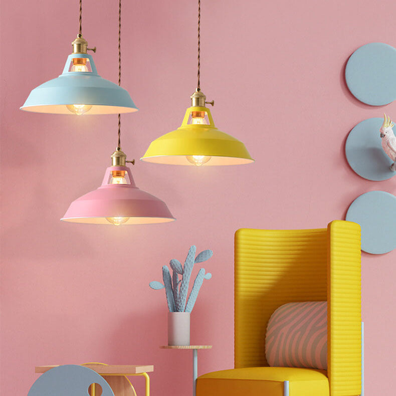Modern Minimalist Macaroon Iron 1-light Pendant Light BulbSquare