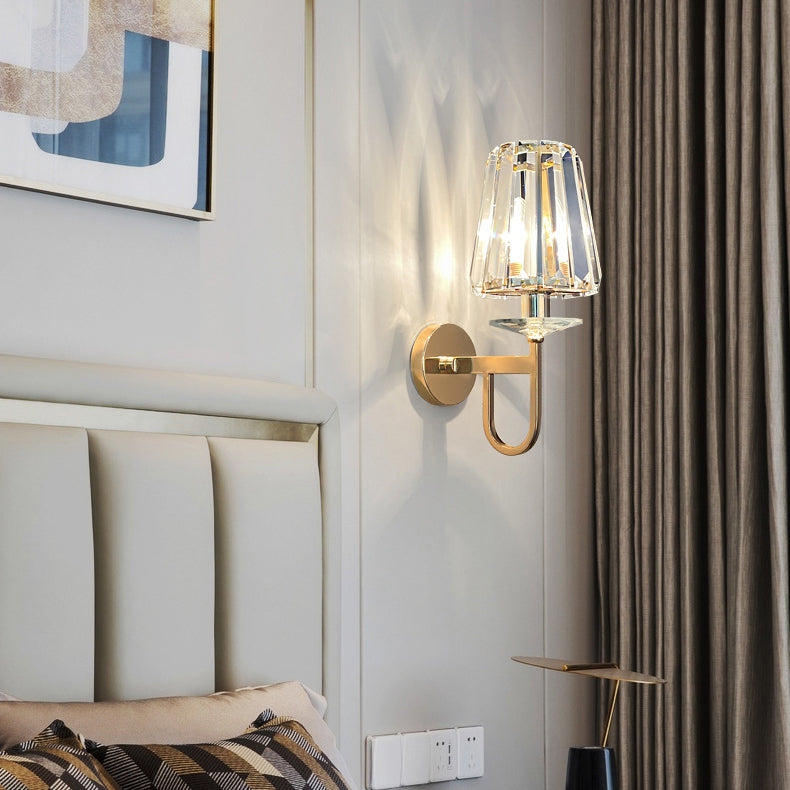 Modern Luxury Metal Iron Stainless Steel Crystal Ball Cylinder 1-Light Wall Sconce Lamp For Bedside Lumendat
