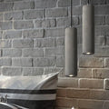 Contemporary Industrial Cylindrical Rough Texture Cement 1-light Pendant Light for Living Room Lumendat