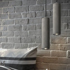 Contemporary Industrial Cylindrical Rough Texture Cement 1-light Pendant Light for Living Room Lumendat