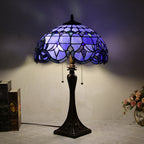 Tiffany Mediterranean Stained Glass Cone Pull Cord 2-Light Table Lamp Lumendat