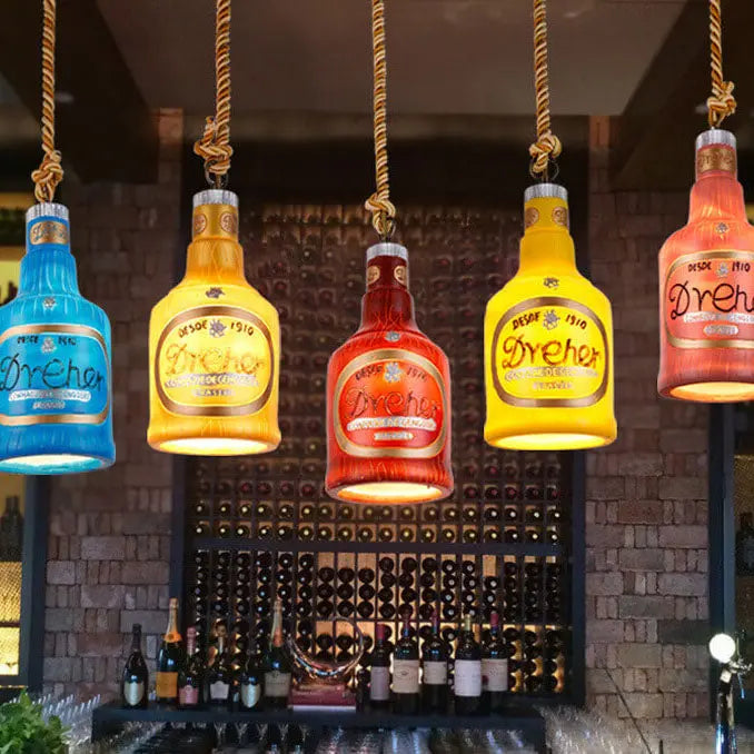 Contemporary Industrial Colorful Bottle Resin 1-light Pendant Light Lumendat