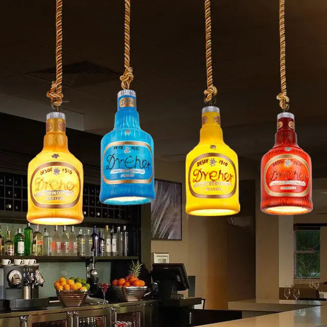 Contemporary Industrial Colorful Bottle Resin 1-light Pendant Light Lumendat