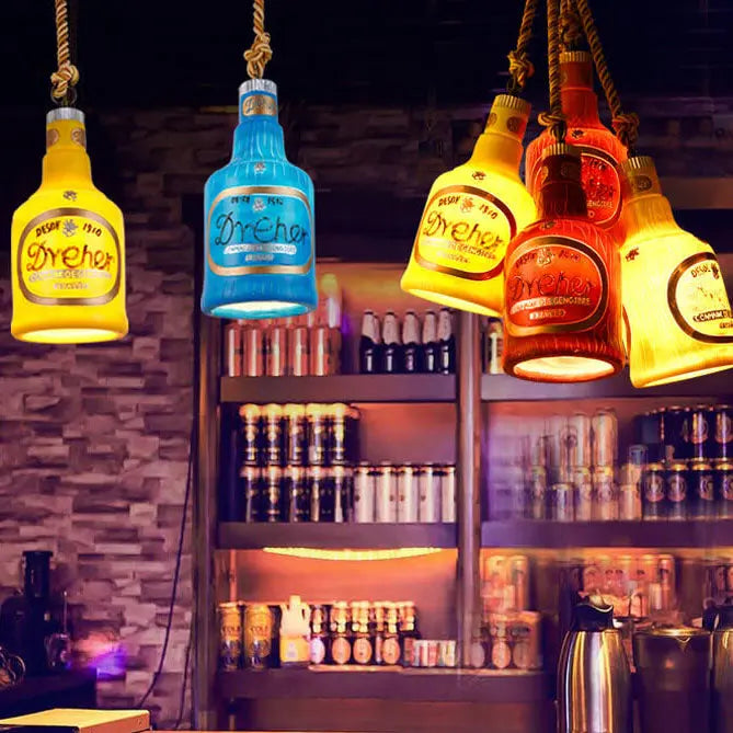 Contemporary Industrial Colorful Bottle Resin 1-light Pendant Light Lumendat
