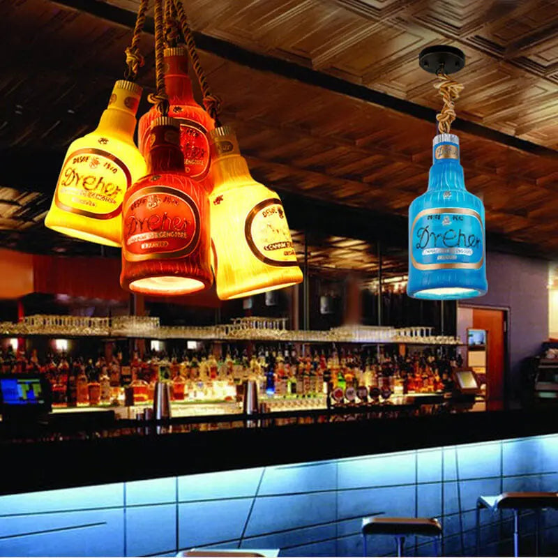 Contemporary Industrial Colorful Bottle Resin 1-light Pendant Light Lumendat