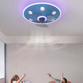 Lumendat Modern Creative Cartoon UFO flying Saucer Round Iron Acrylic LED Kids Flush Mount Ceiling Fan Light Lumendat