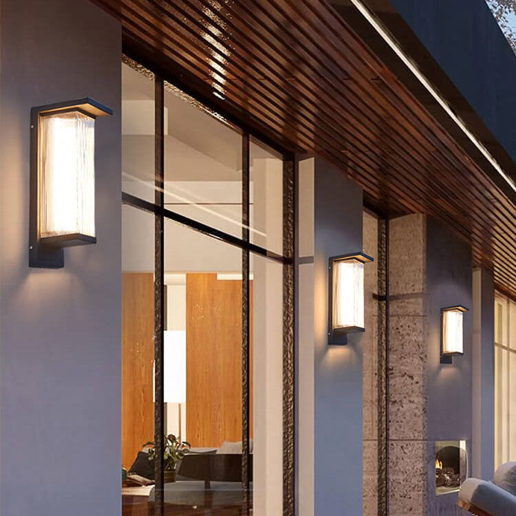 Industrial Waterproof Rectangular PC Striped Shade LED Outdoor Wall Sconce Lamp Lumendat