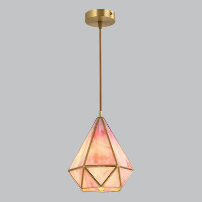 Modern Colorful Water-grain Glass 1-light Diamond Shaped Pendant Light