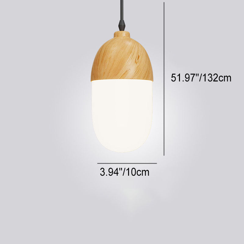 Japanese Wood Grain Round Oval Iron 1-light Pendant Light BulbSquare