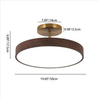 Japanese Wabi-sabi Minimalist Wood Grain Round LED Semi-flush Mount Light BulbSquare
