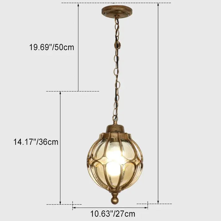Traditional European Waterproof Aluminum Iron Glass Ball 1-light Pendant Light for Outdoor Patio BulbSquare