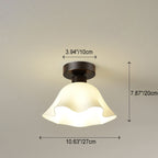 Scandinavian Modern Minimalist Iron Glass Ceramic Flower Diamond 1-Light Semi-Flush Mount Ceiling Light Lumendat