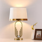 Modern Luxury Fabric Gold Oval Ring Base 1-Light Table Lamp Lumendat