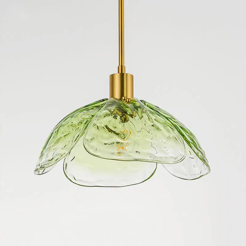 Modern Minimalist Flower-shaped Petal Iron Glass 1-light Pendant Light for Living Room BulbSquare