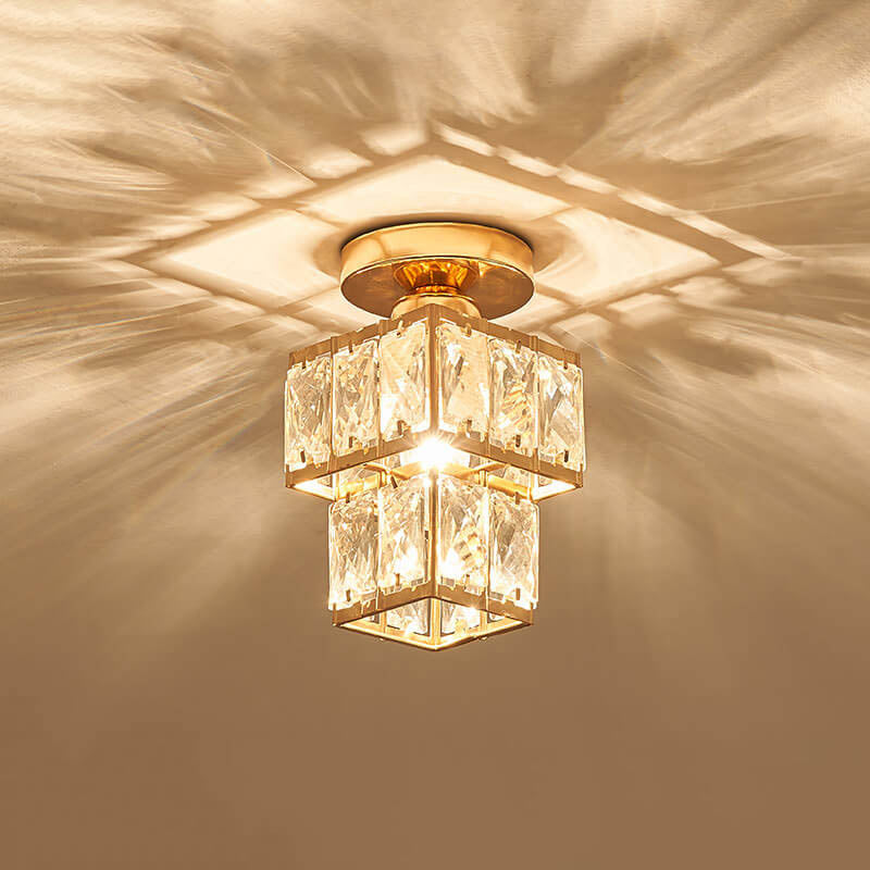 Modern European Crystal 1-light Semi-flush Mount Ceiling Light